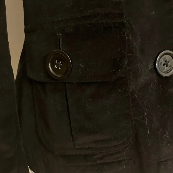 Vtg Y2K Talbots Classic Black Button-Up Velvet Blazer Jacket sz 6P - Picture 4 of 5